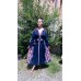Boho Style Ukrainian Embroidered Maxi Broad Dress Navy with White/Mauve Embroidery